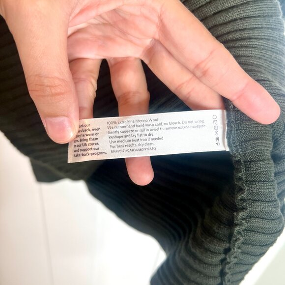 Eileen Fisher Ribbed Merino Wool Sweater Funnel Neck Top Long Sleeve Minimalist - Picture 4 of 5